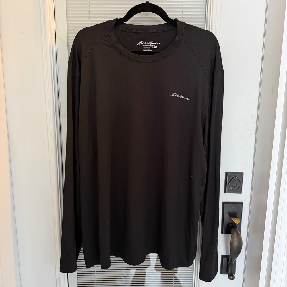 Eddie Bauer Long Sleeve Lounge Shirt Men’s XXL Black Stretch Soft Feel